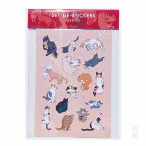 set stickers gatitos holografico estrellas