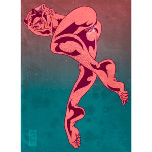 Mujer gato felina furro furry wet vulva mojada, erotico, tonos rosas y turquesas